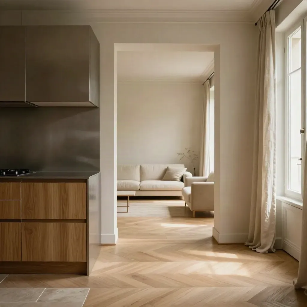 Appartement T3 rénové à Lyon 3, cuisine posée, parquet continu et peintures neuves, prêt à vivre.